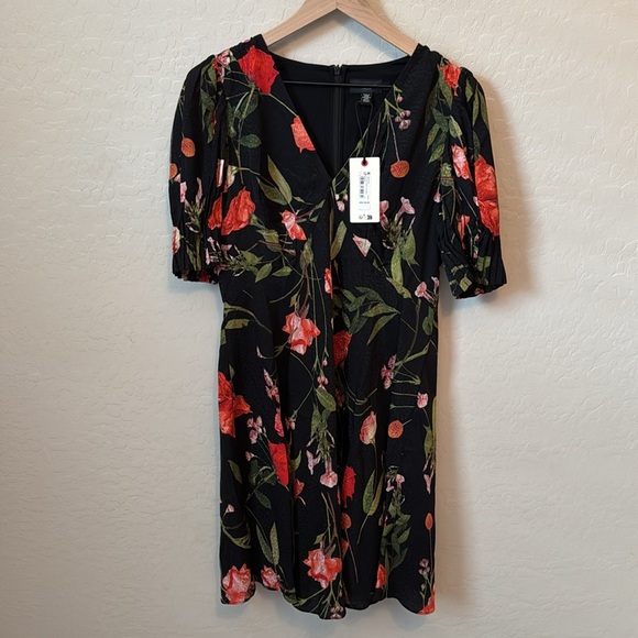 NWT Ted Baker Sienno Puff Sleeve Floral Jacquard Mini Tea Dress 3 / US 8 - Picture 4 of 13